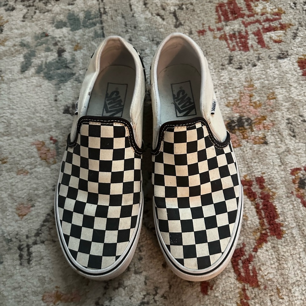 Vans Checkered Slip-On Shoes - Size 8 - Gently Used